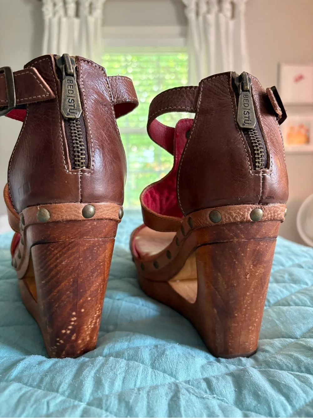 Bed Stu Millennial T-Strap Platform Wedge Sandals - Size 7.5